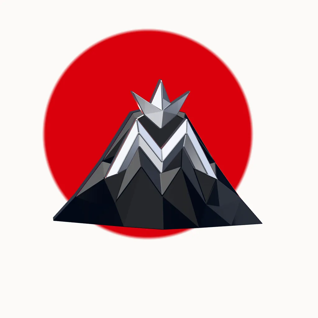 The MONAR mark: an obsidian crown above a red sun